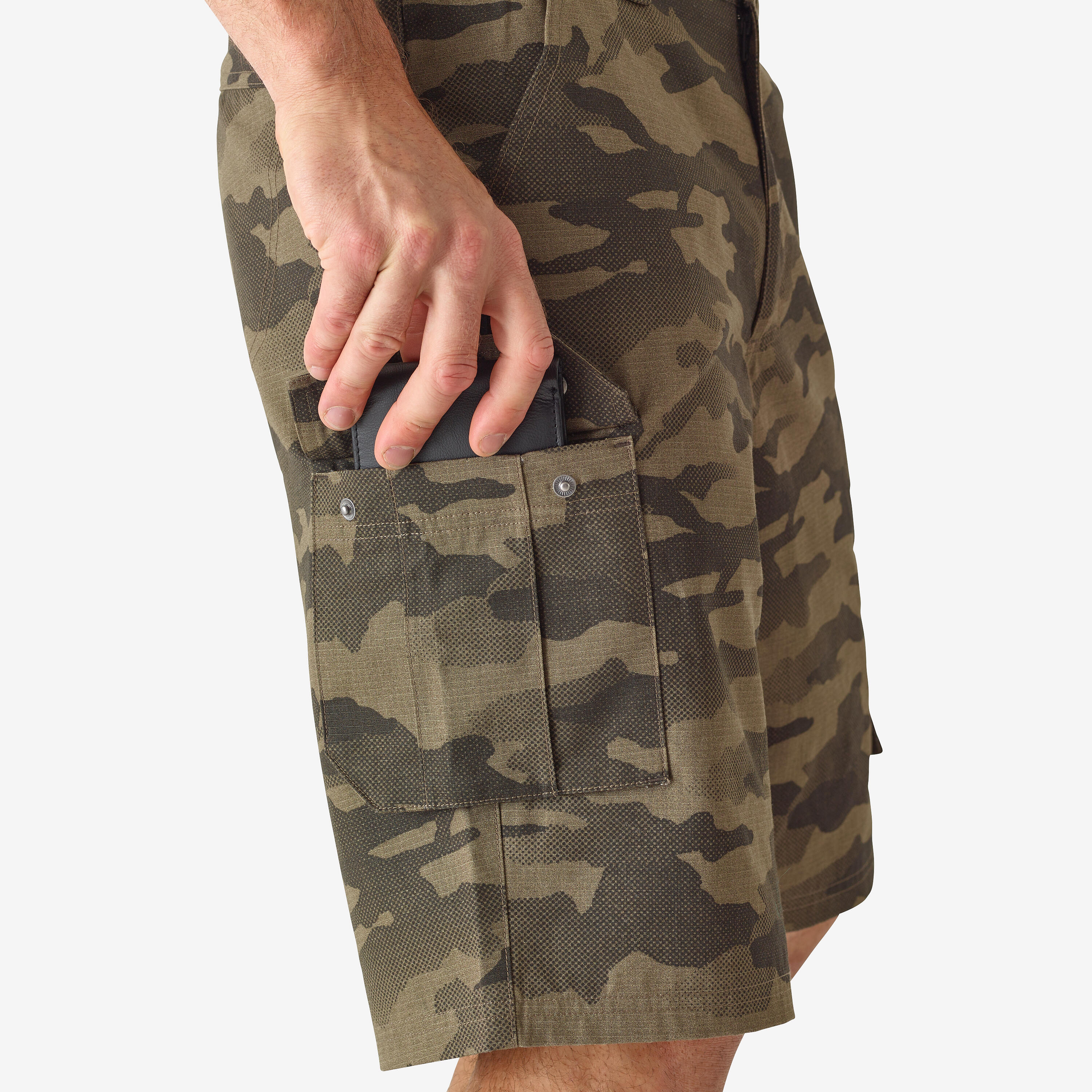 Bermuda cargo - 500 camouflage marron - SOLOGNAC