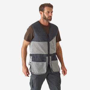 Chaleco Tiro Al PLato Solognac 100 Hombre Ligero Negro Gris