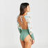 Women's one-piece long sleeve swimsuit - Mary belly white