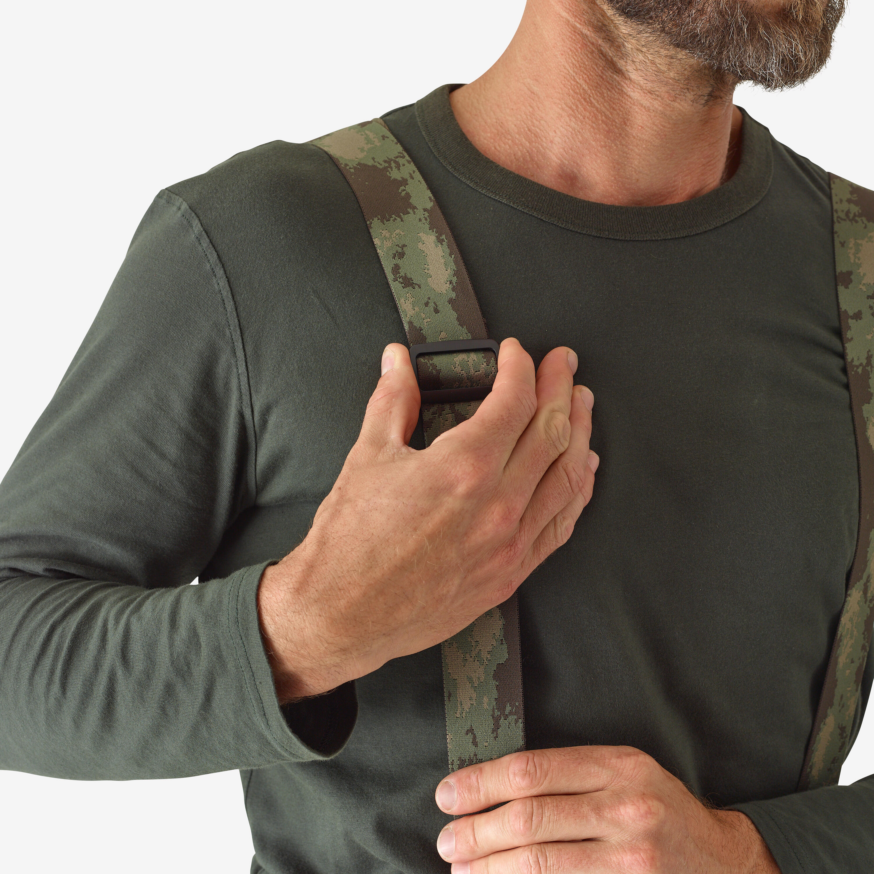 Pantalon à bretelles chaud imperméable et silencieux - 900 camouflage Treemetic - SOLOGNAC