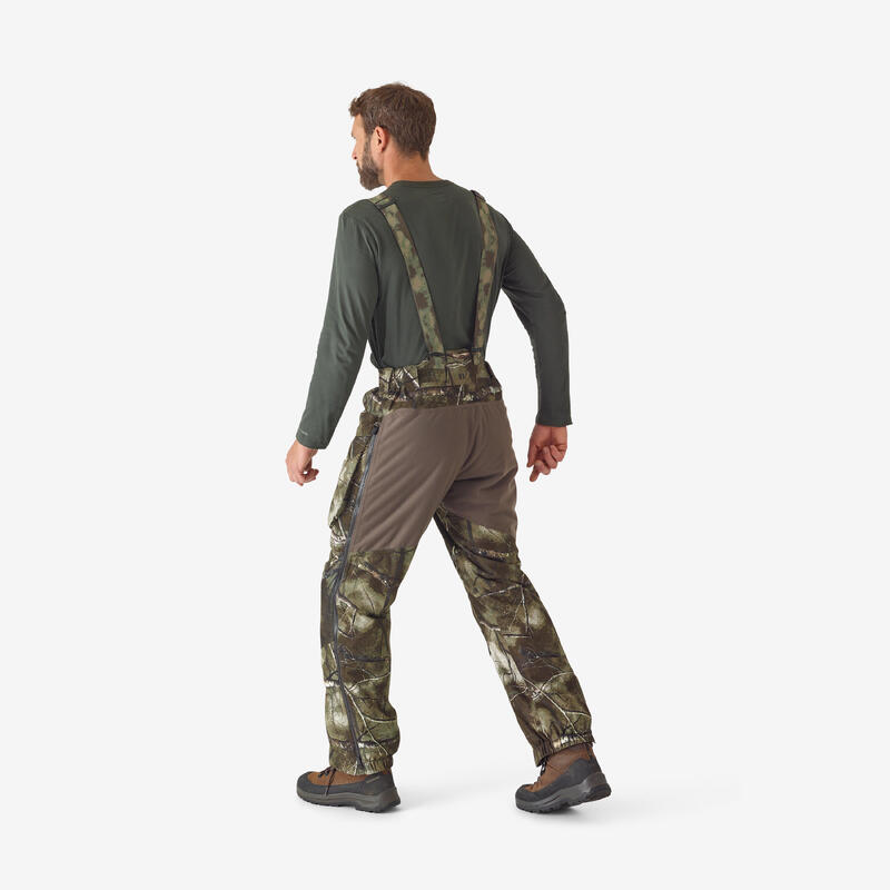 Pantalón Caza Tirantes Solognac 900 Camuflaje Treemetic Cálido Impermeable