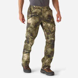 HUNTING BREATHABLE SILENT COTTON TROUSERS 100 TREEMETIC CAMOUFLAGE