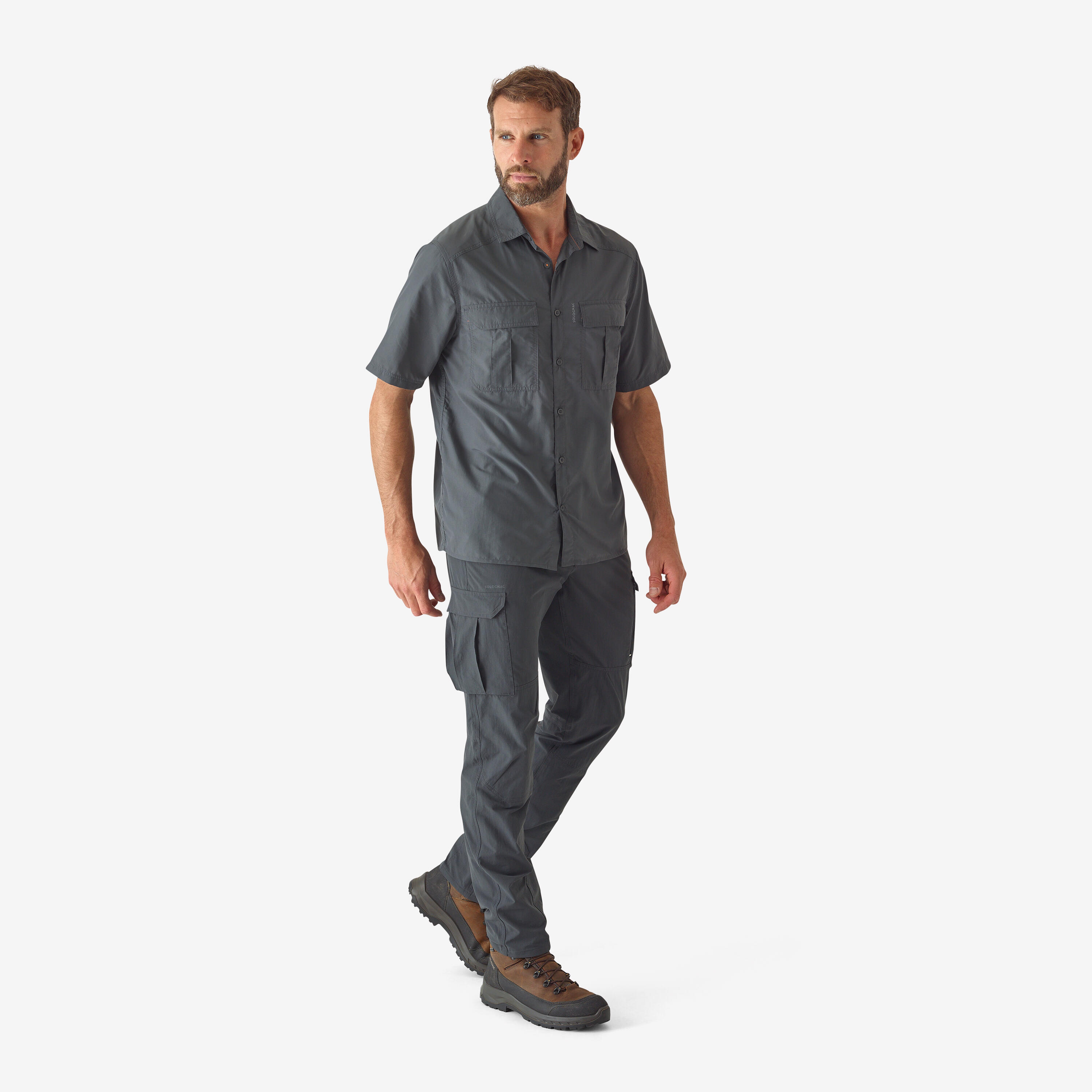 Camisa Manga Corta Hombre Caza Solognac 100 Transpirable Ligera Verde Decathlon