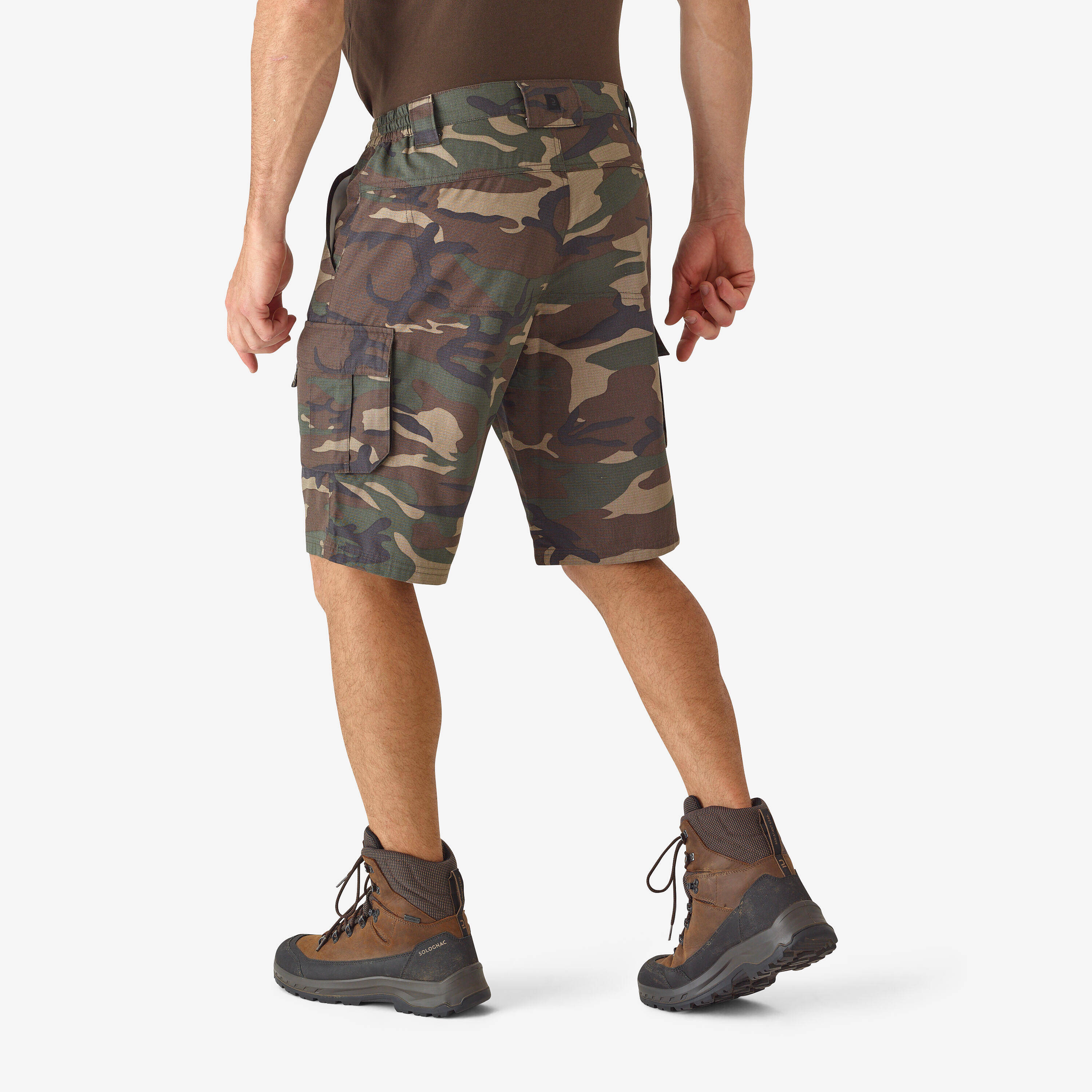 Men Cargo Bermuda Shorts Army Military Camo Print 500 - Camo Woodland Green -  2