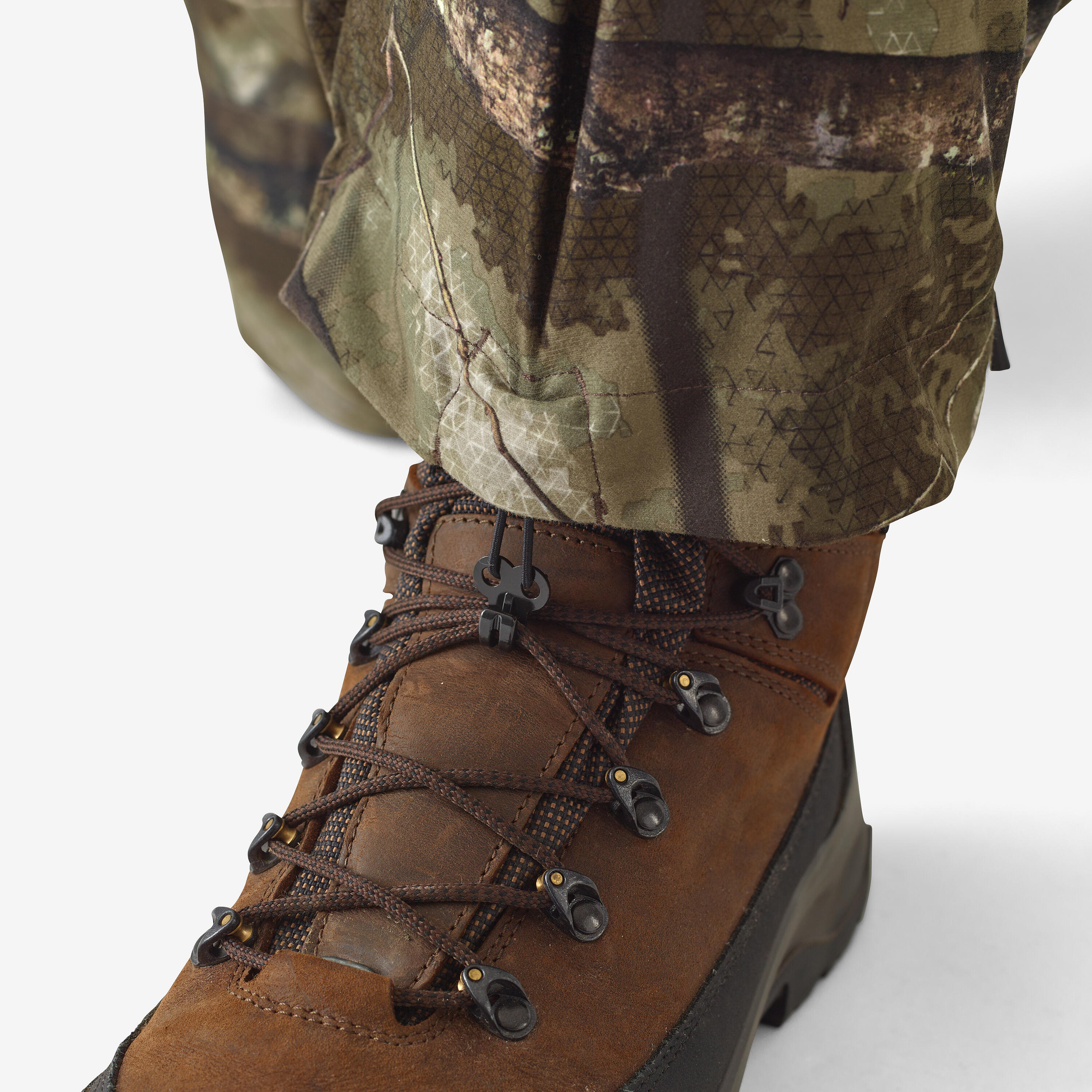 Warm Waterproof Silent Pants with Straps - Treemetic 900 Camouflage - SOLOGNAC