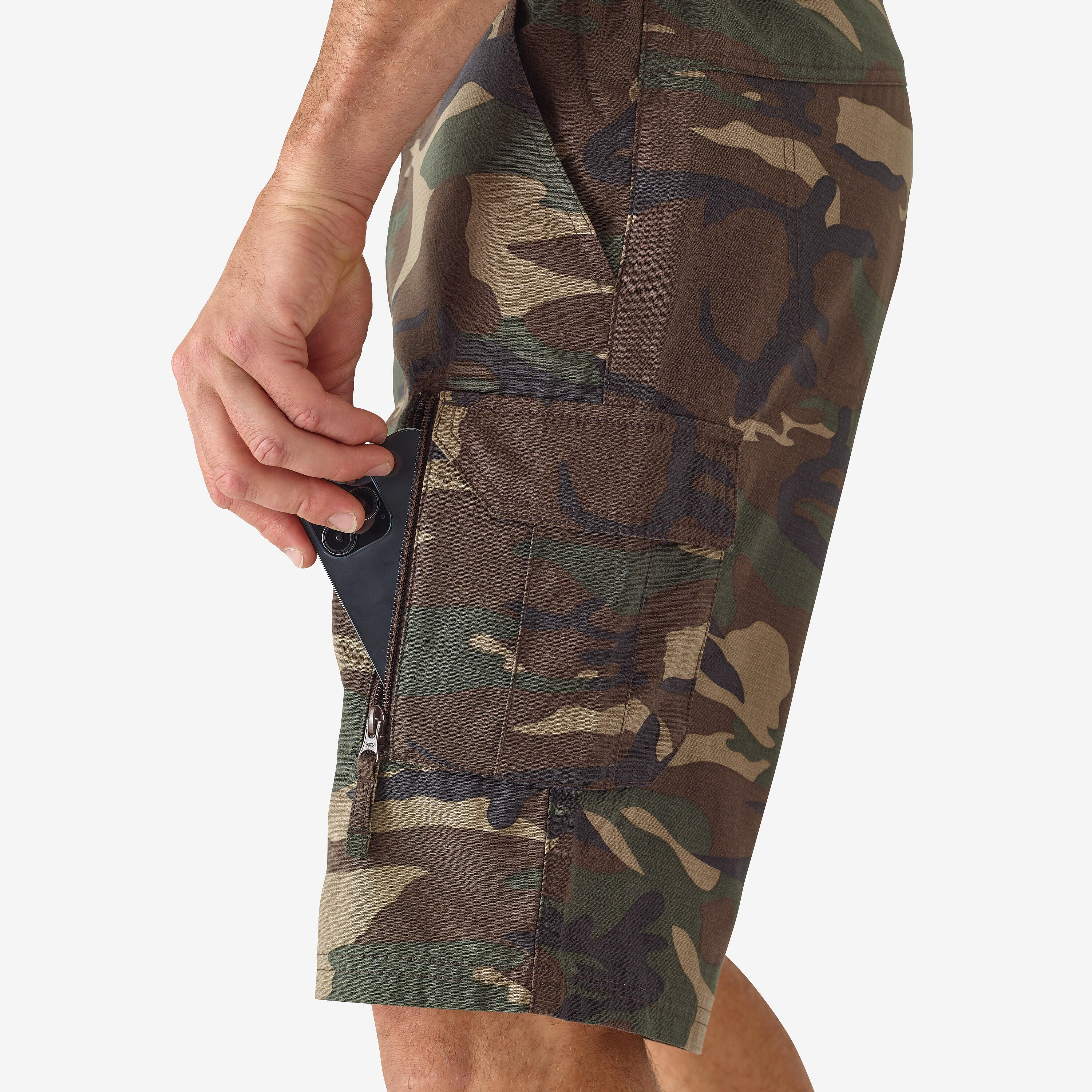 Men Cargo Bermuda Shorts Army Military Camo Print 500 - Camo Woodland Green