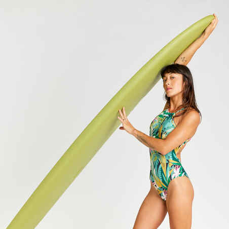 Moteriškas vientisas maudymosi kostiumėlis „Andrea“, atogrąžų žalios spalvos