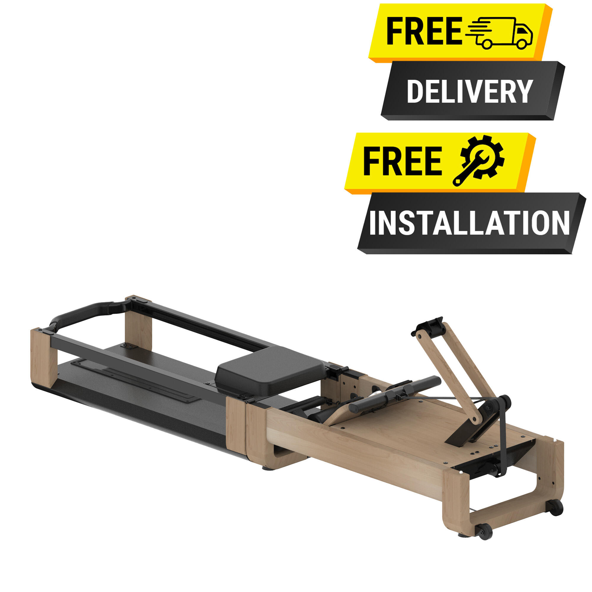 Rowing Machine Woodrower, Self Powered, Compact, Smart, 9 kg Flywheel, Quiet