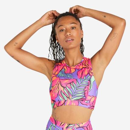 Top Bikini Mujer deportivo cremallera Violeta-Rosa