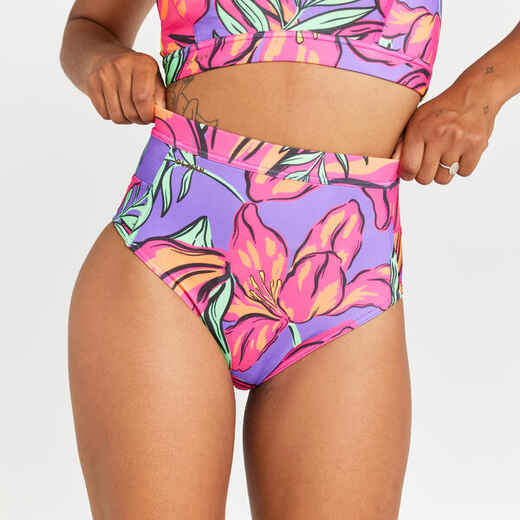 
      Bikini-Hose Damen hoher Taillenbund - Rosa Longi violett
  