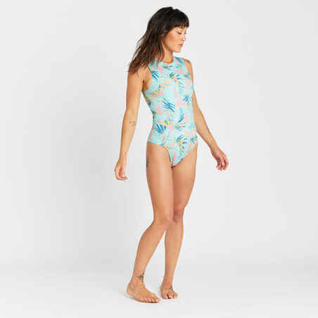 Women's one-piece swimsuit - Carla leoplant turquoise