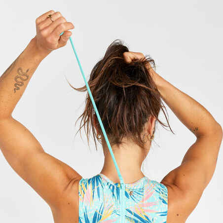 Women's one-piece swimsuit - Carla leoplant turquoise