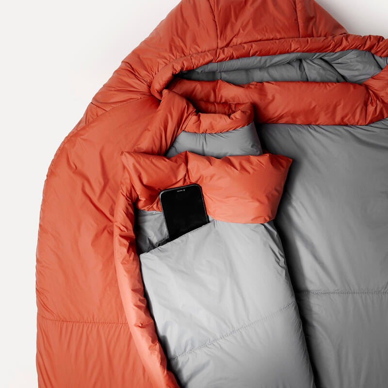 Outdoor Trekking Sentetik Uyku Tulumu - Turuncu - MT500 -5 °C Konfor