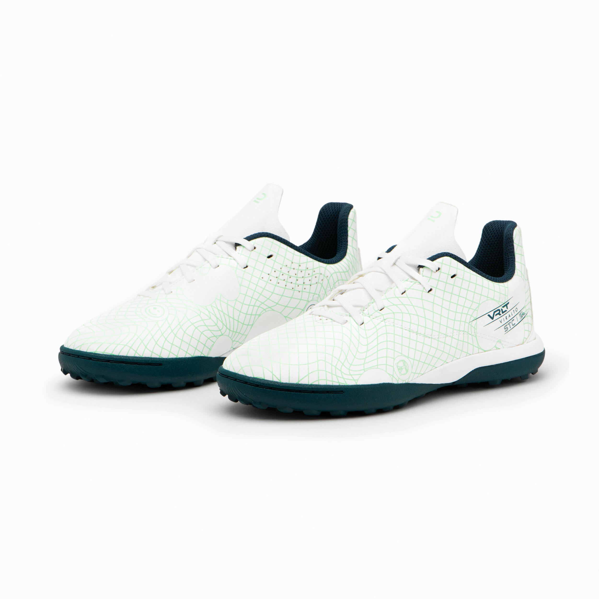 Chaussures de football à lacets enfant, Viralto I turf blanc et vert 7/7