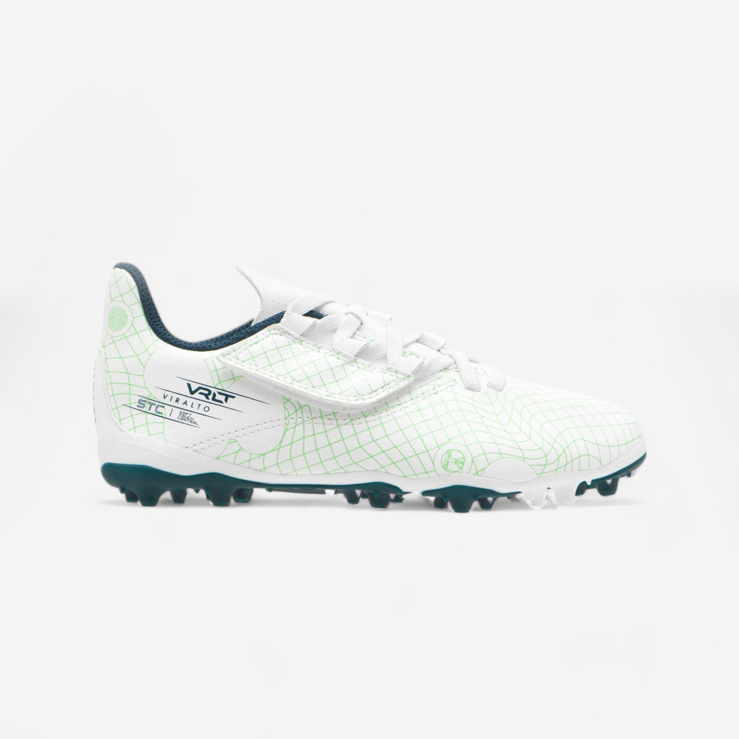 KIPSTA Detské futbalové kopačky Viralto I Easy MG/AG suchý zips ľadovo-zelené 29