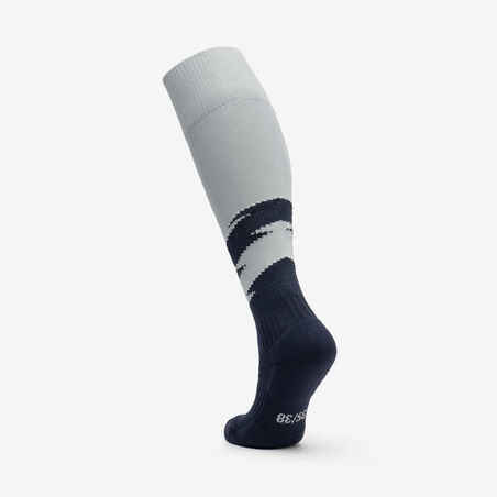 Vaikiškos futbolo kojinės, pilkos, tamsiai mėlynos