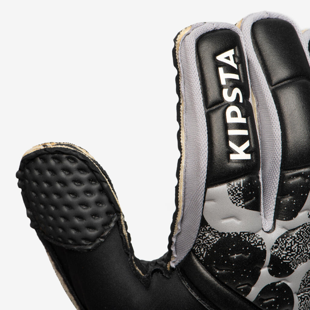 GUANTES ARQUERO DE FÚTBOL ADULTO F100 SUPERESIST NEGRO GRIS