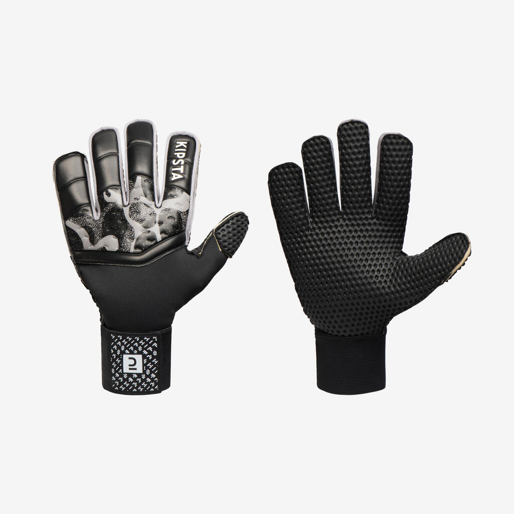 GUANTES ARQUERO DE FÚTBOL ADULTO F100 SUPERESIST NEGRO GRIS