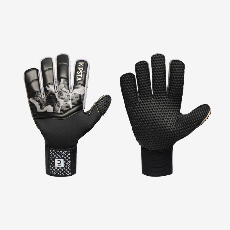 Guantes portero de fútbol ADULTO F100 SUPERESIST negro/gris