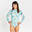 Women's 1-piece long sleeved swimsuit - Dani leoplant turquoise