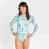 Women's 1-piece long sleeved swimsuit - Dani leoplant turquoise