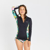 Women's Long-SleeveD UV Protection T-Shirt - 500 Tropical Black Green