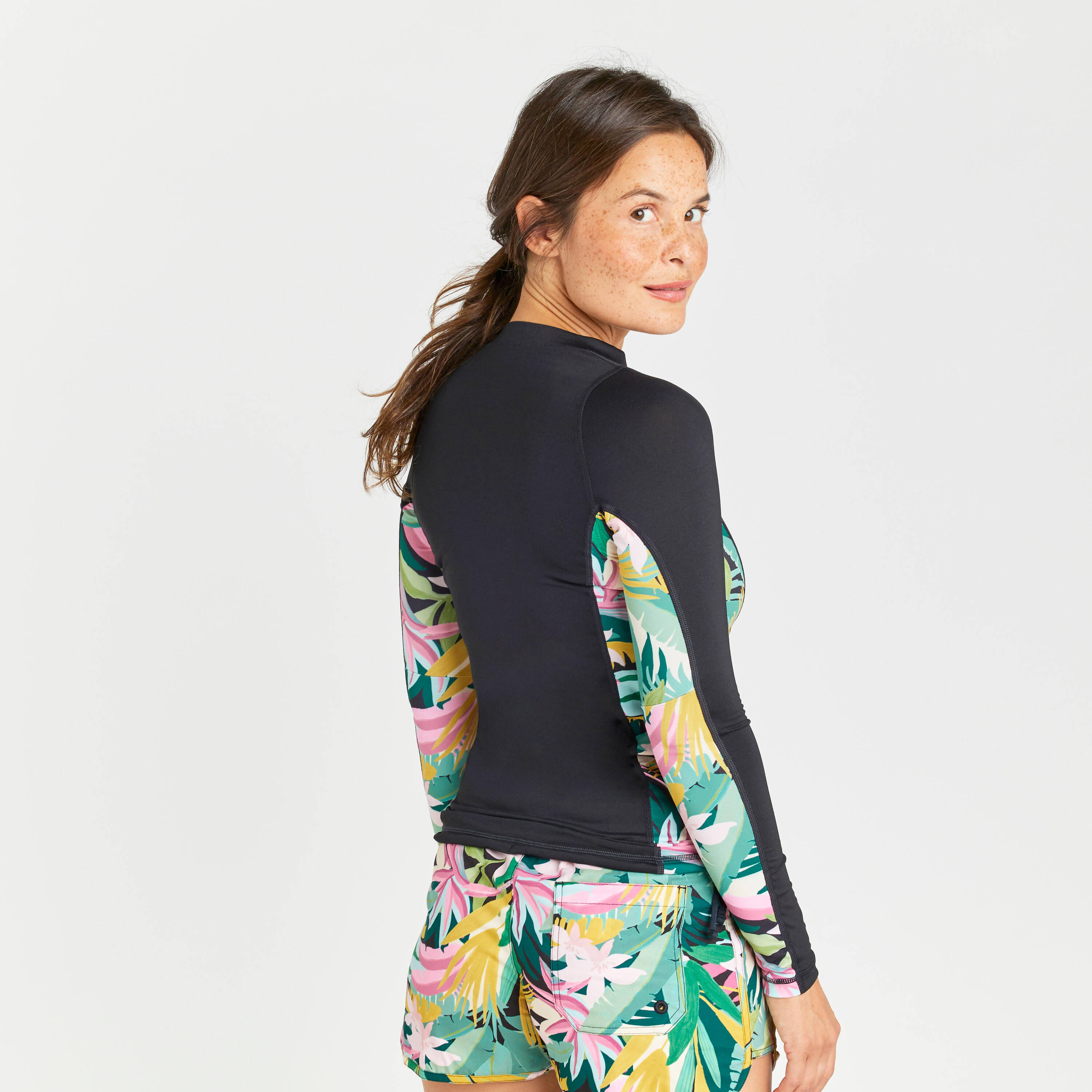 Women UV Protection UPF50+ Beach Top Surfing Rashguard T-shirt Tropical Print -  4