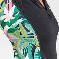 חולצה ארוכת שרוולים לנשים להגנת UV דגם 500 - טרופי שחור ירוק