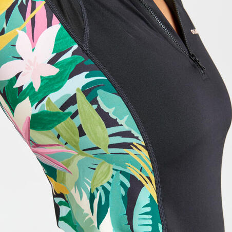 Majica dugih rukava za surfovanje 500 sa UV zaštitom Tropical - crno/zelena