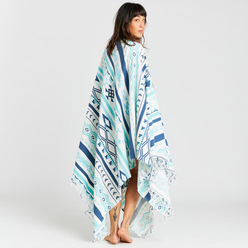 Strandlaken/poncho voor surfen Blank blauw 190 x 190 cm