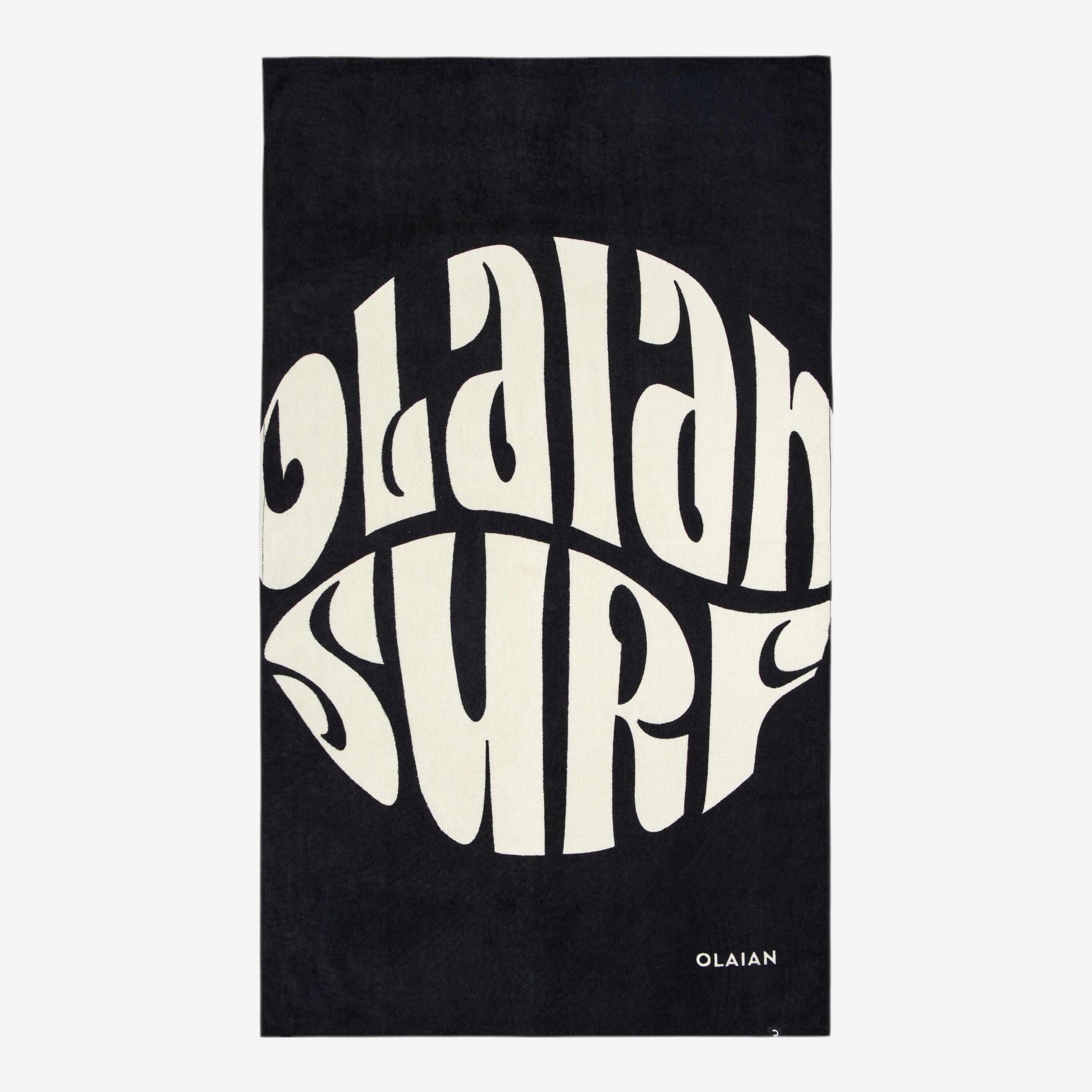 Olaian - Serviette De Plage 145 X 85 Cm - Oli Noir - Serviette - Surf Bodyboard Ski Nautique - - Taille Unique - Decathlon