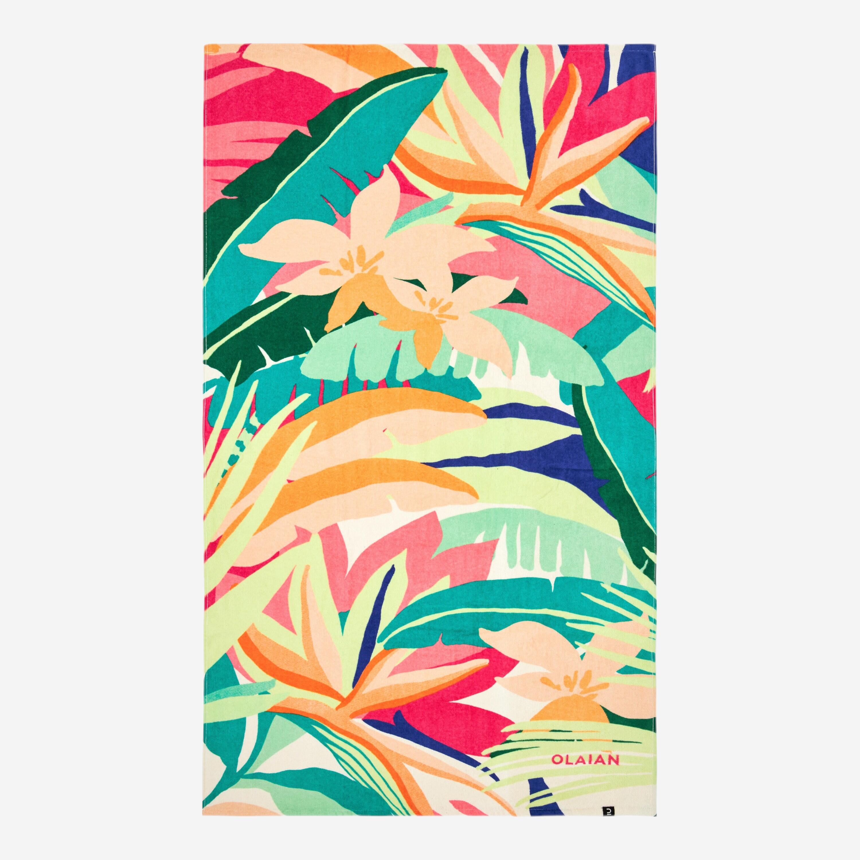 Olaian - Serviette De Plage 145 X 85 Cm - Tropic Rose - Serviette - Surf Bodyboard Ski Nautique - - Taille Unique - Decathlon