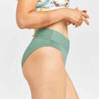 Women's high-waisted textured briefs swimsuit bottoms - Nora khaki