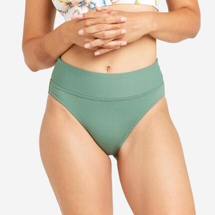 Bas de maillot culotte haute texturé surf Femme - Nora orange fluo