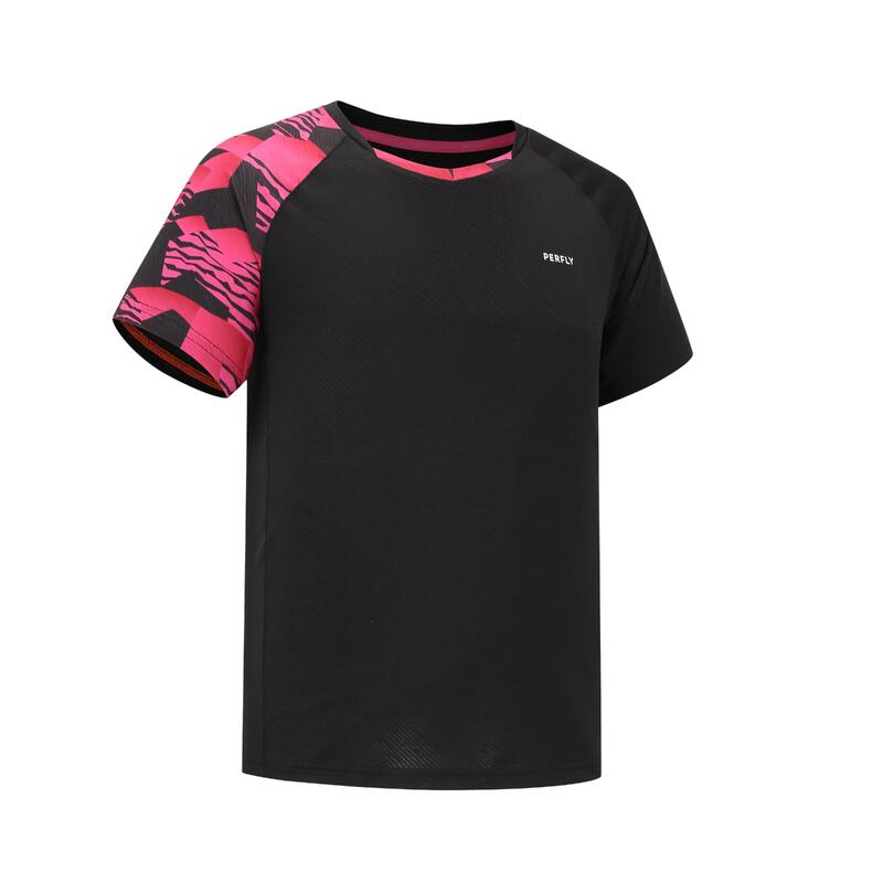 T-Shirt de Badminton Homme Lite 560 - Noir & Rose Fluo