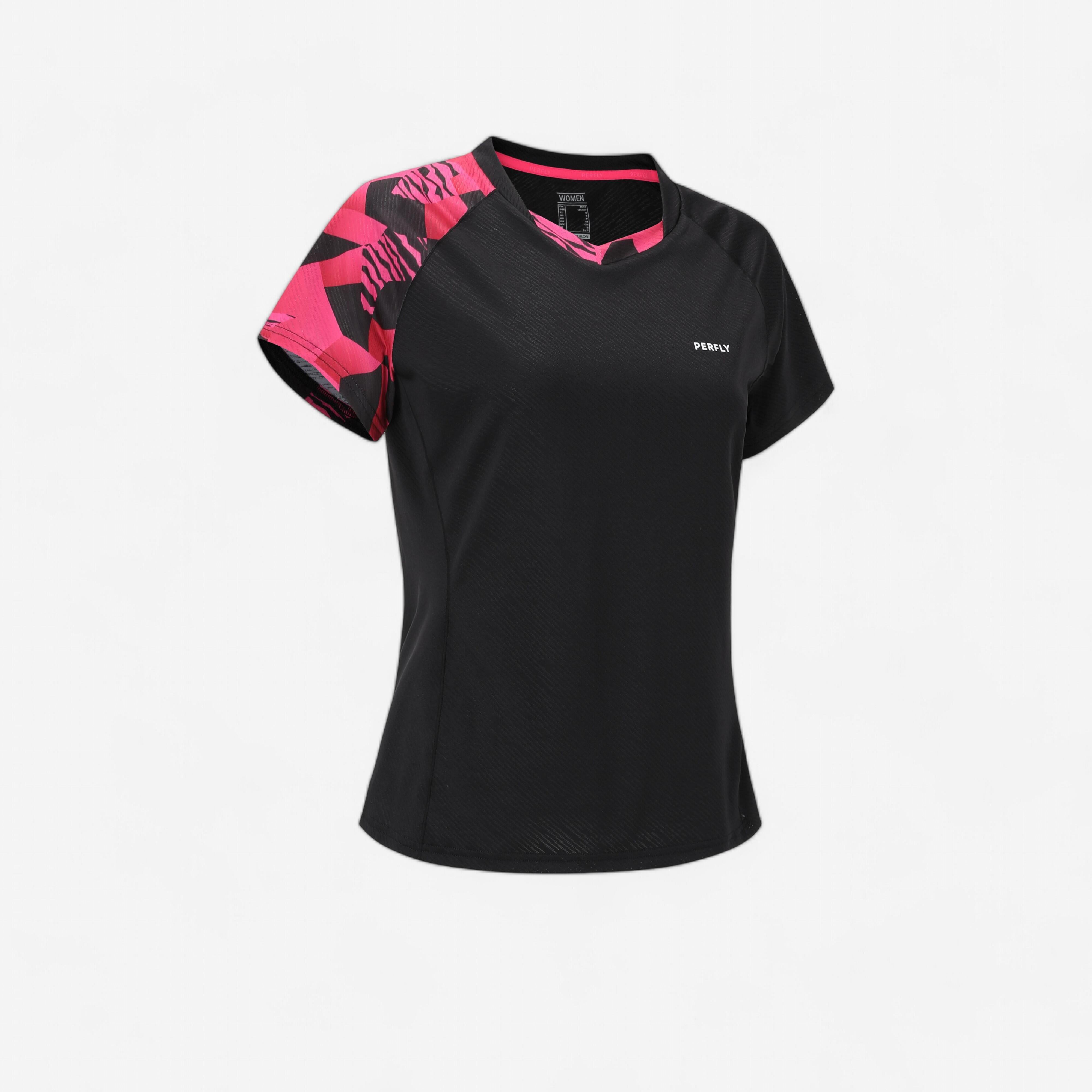 Lite 560 Women's Badminton T-Shirt - Black/Fluo