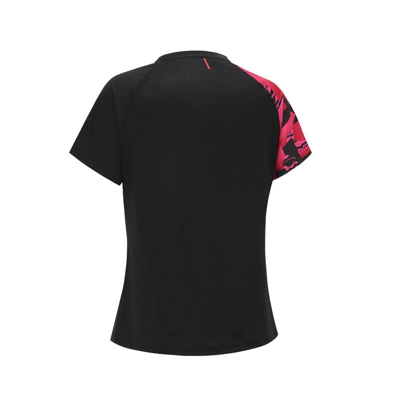 Camiseta bádminton LITE 560 Mujer Negro Flúor