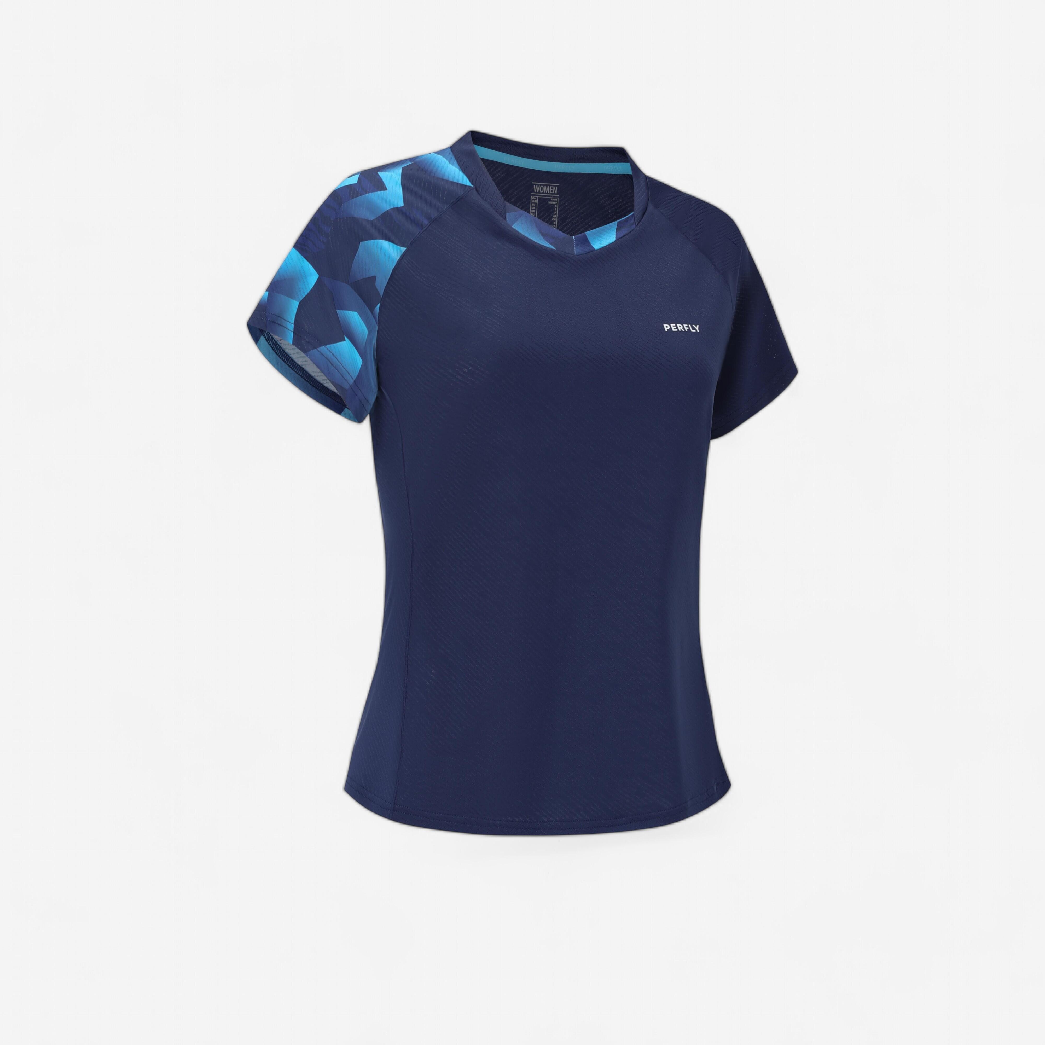 Lite 560 Women's Badminton T-Shirt - Navy Blue/Aqua