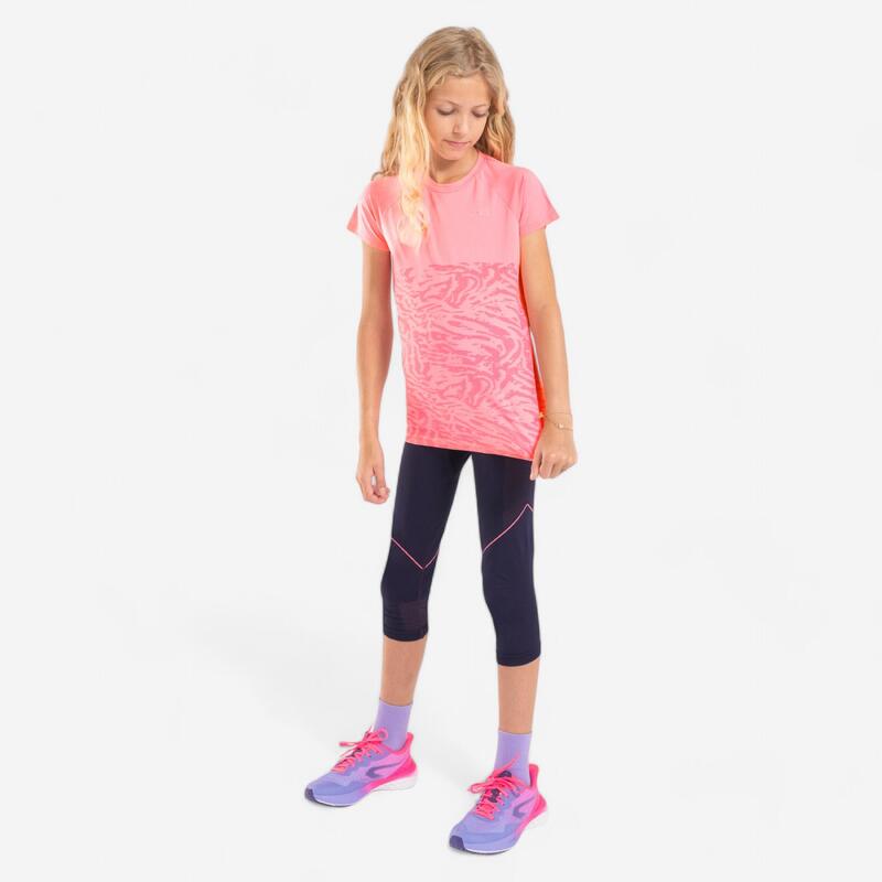 Hardloopbroek voor meisjes Comfort 500 marineblauw en roze