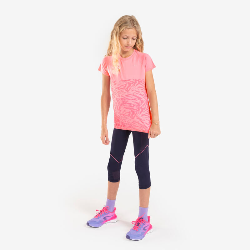 T-Shirt de corrida sem costuras Menina - KIPRUN CARE rosa