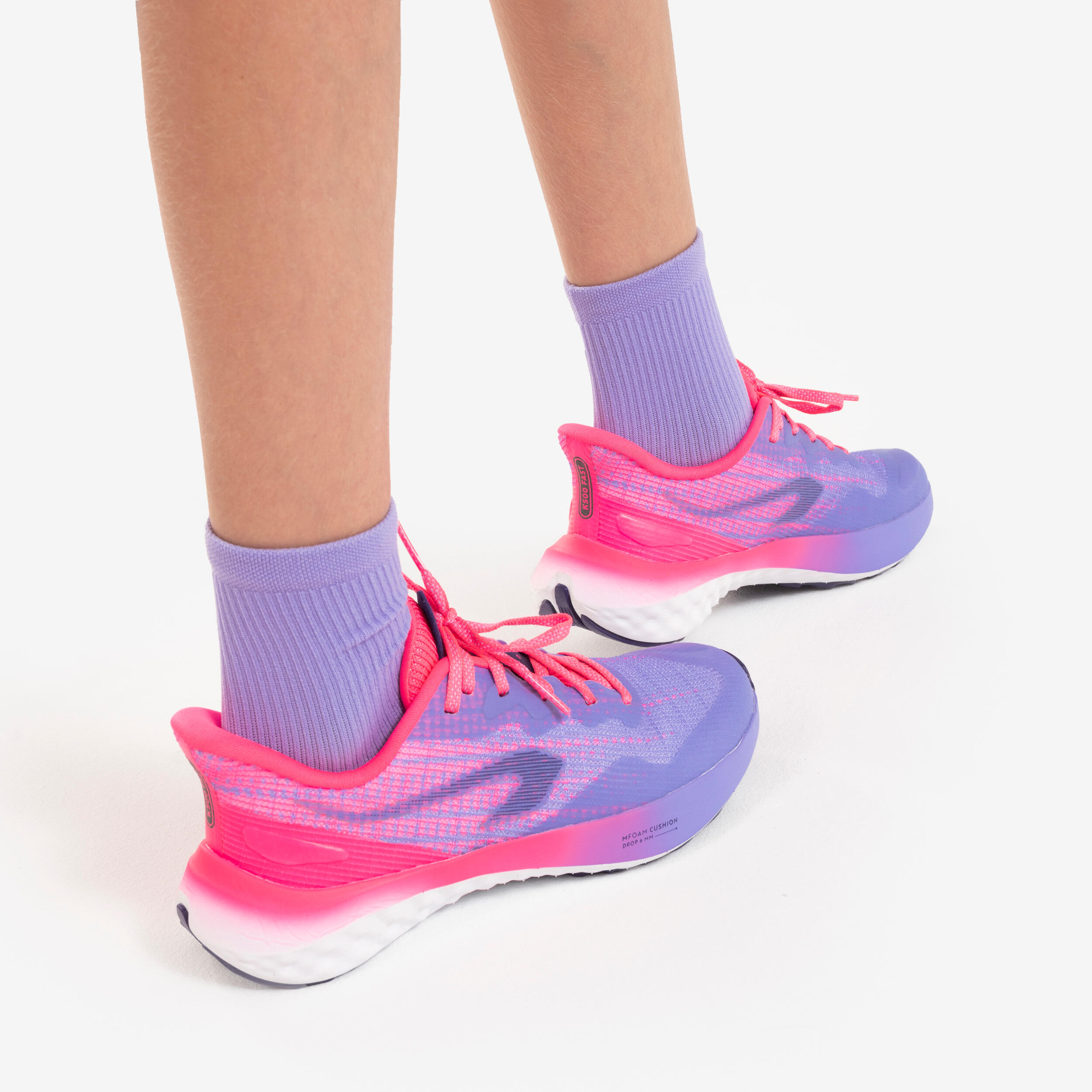 KIDS' KIPRUN K500 FAST running shoes - purple and pink 8/9