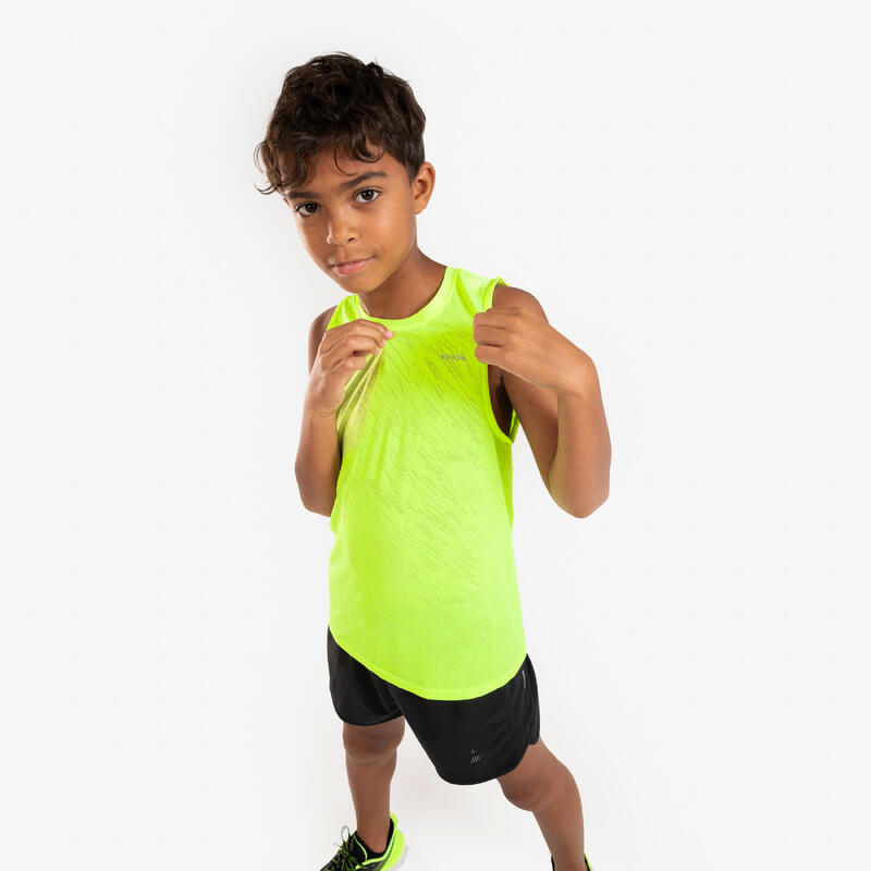 Débardeur running sans couture Enfant - KIPRUN light 900 jaune fluo