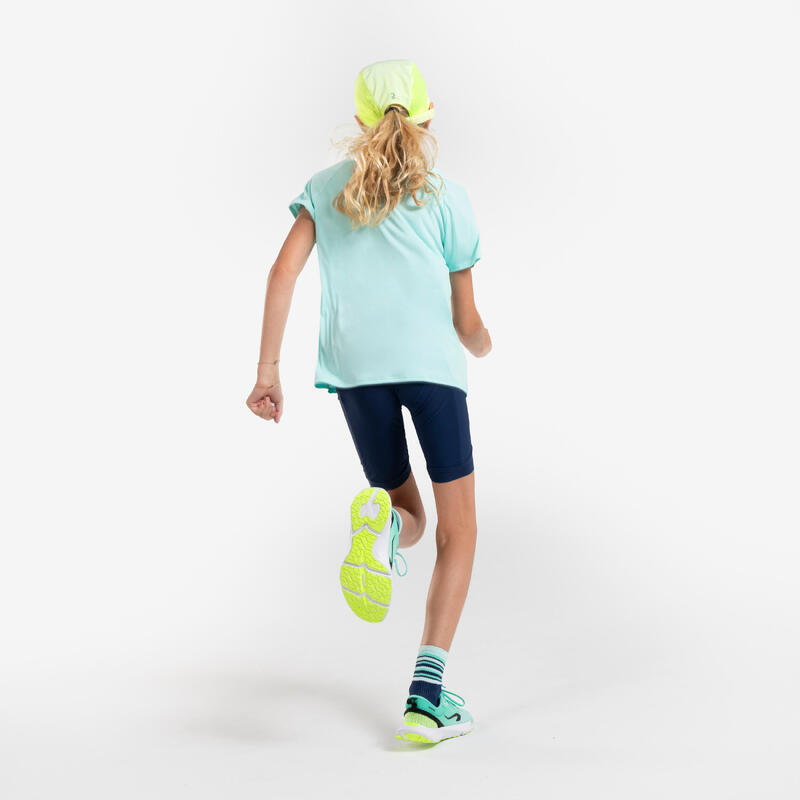 Camiseta de running transpirable niña - KIPRUN DRY+ 500 verde pastel 