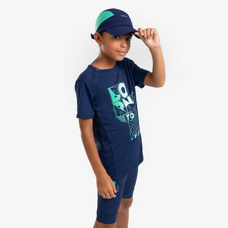 Kaos Lari Anak Kiprun Dry+ 500 - Navy Hijau