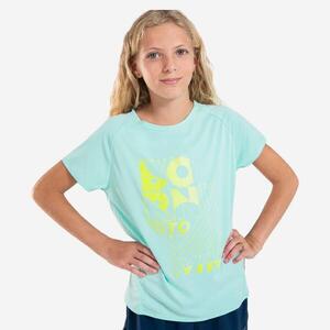 Camiseta de running transpirable niña - KIPRUN DRY+ 500 verde pastel