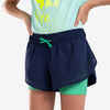 Kratke hlače za trčanje Kiprun Dry 900 za djevojčice tamnoplavo-zelene