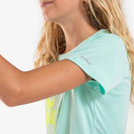 Mergaičių bėgimo marškinėliai „Kiprun Dry+ 500“, pasteliniai žali