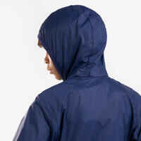 Kids' Kiprun Wind running windproof hooded jacket - navy green 