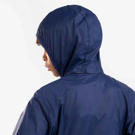 Kids' Kiprun Wind running windproof hooded jacket - navy green 