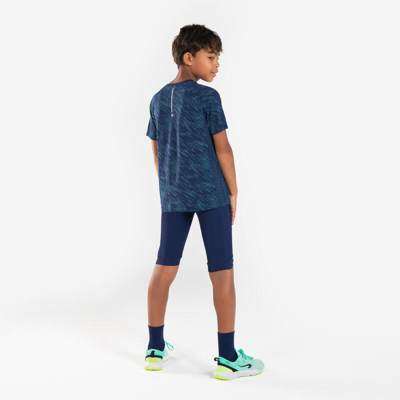 兒童超透氣跑步 T 恤 Light 900－軍藍色綠色